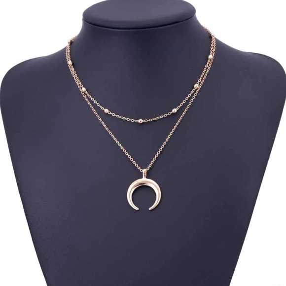 3/$25⚡️Horn Crescent Moon layer choker necklace - Picture 3 of 8